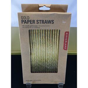 Kikkerland Drinking Paper Straws Metallic Gold Party Events - Box of 144 pcs